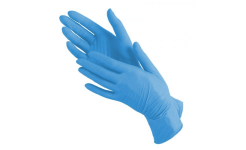 Перчатки нитриловые  неопудренные текстурированные на пальцах, Benovy голубые L
