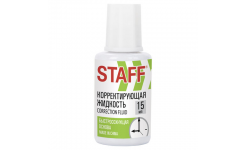 Корректирующая жидкость STAFF Basic быстросохнущая, 15 мл, с кисточкой, 226055